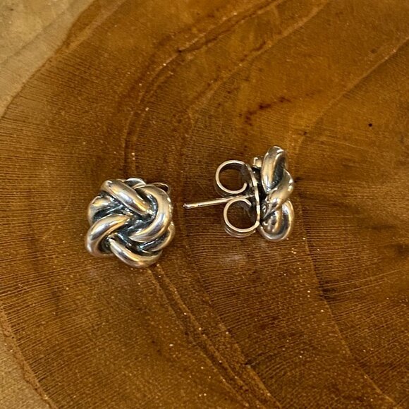RETIRED James Avery Lover's Knot Ear Post Earrings, Sterling Silver - Picture 1 of 3